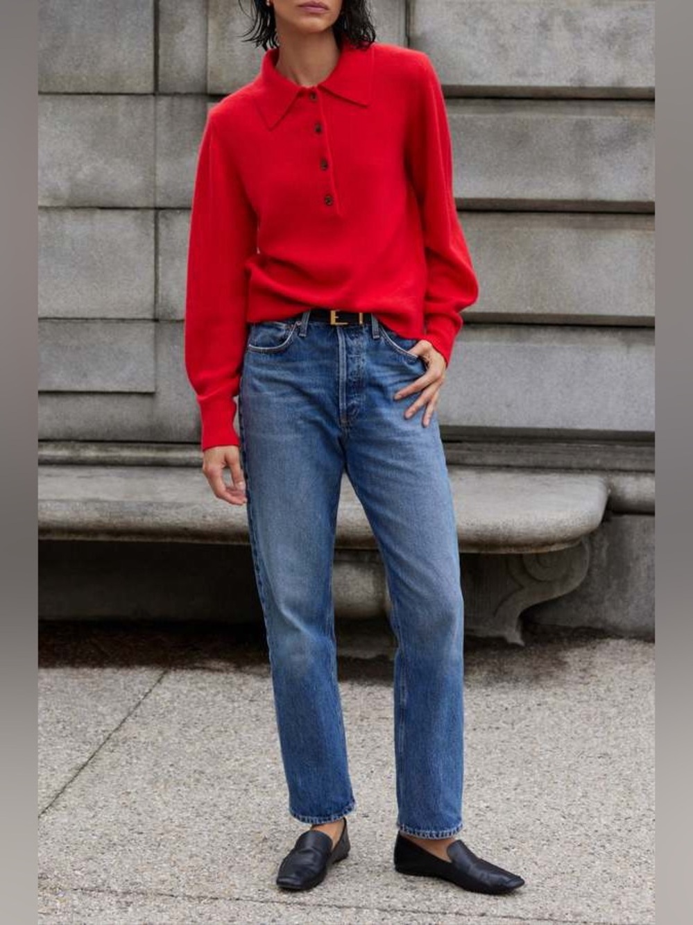 SOLD OUT NYC Cherry Cashmere Polo Sweater Size S – Like New